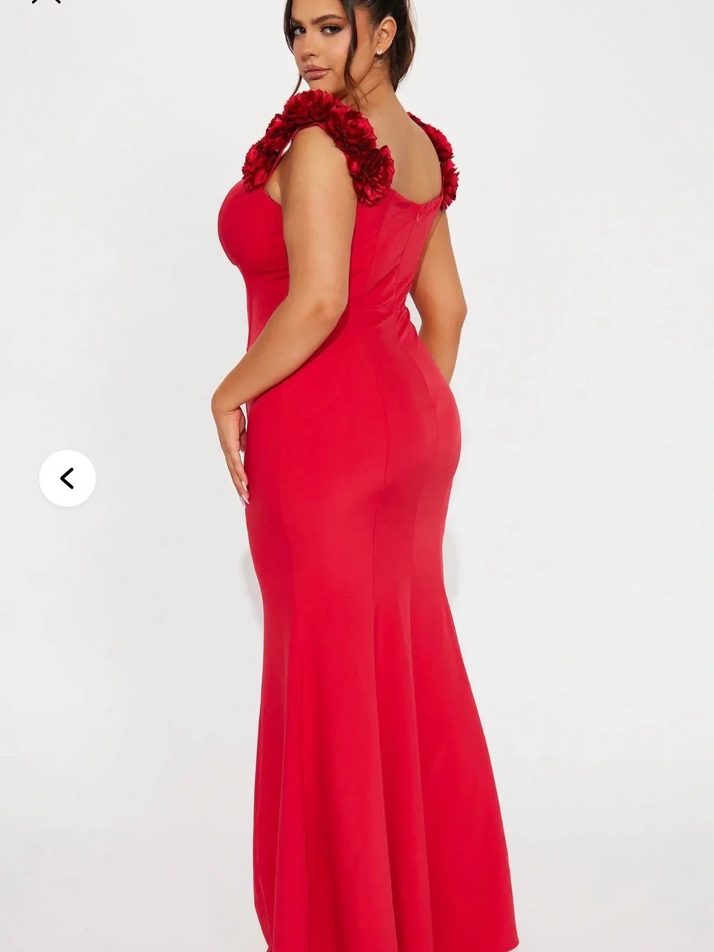 Fashion Nova Red Floral Strap Mermaid Maxi Dress